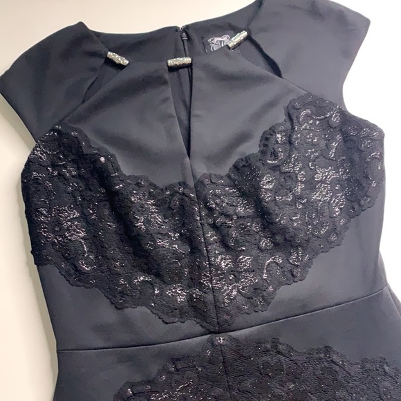 Jax Little Black Lace Sheath Pencil Cocktail Dress women’s size 6 mini - Picture 4 of 7